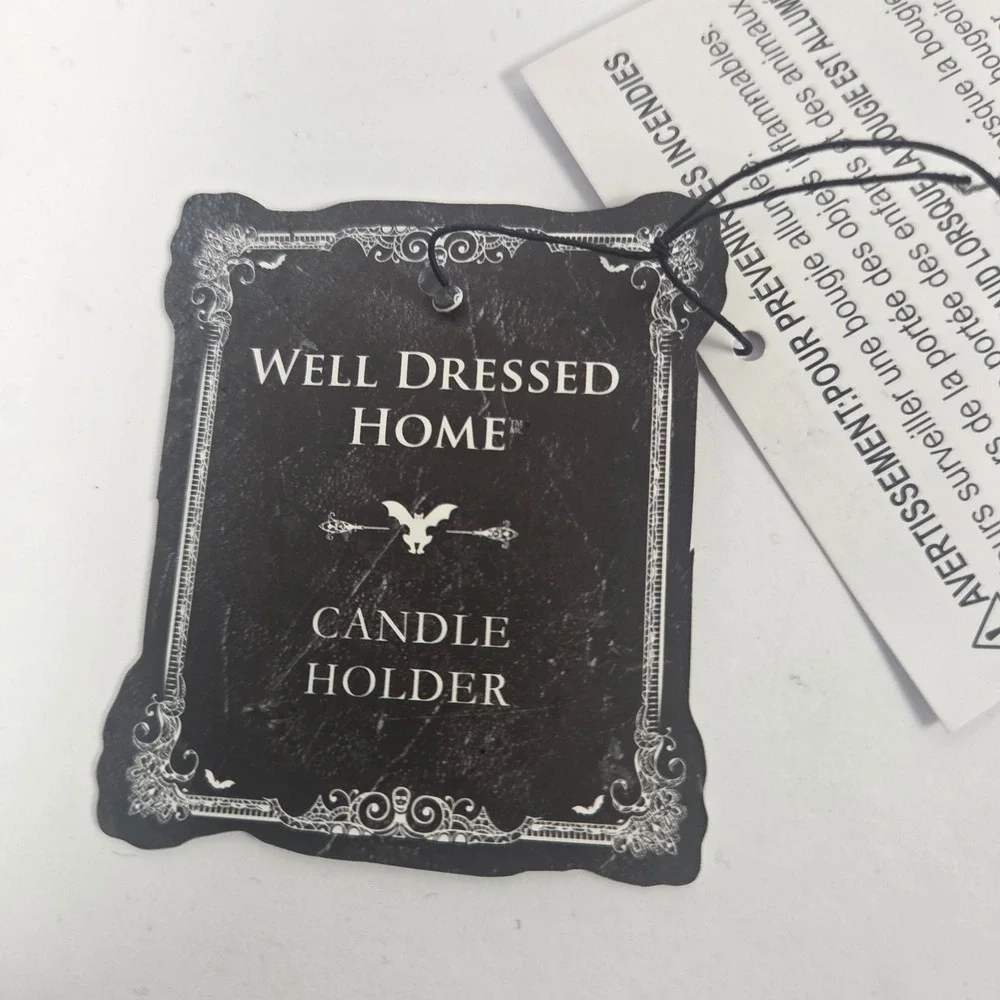 Well Dressed Home Raven Candelabra Black Glitter Halloween Gothic Decor New